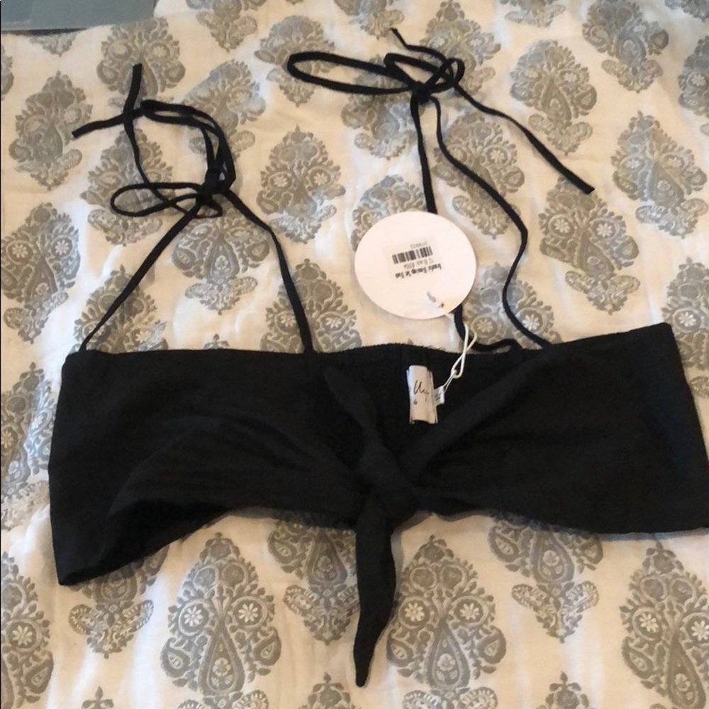 Cute black tie up crop top